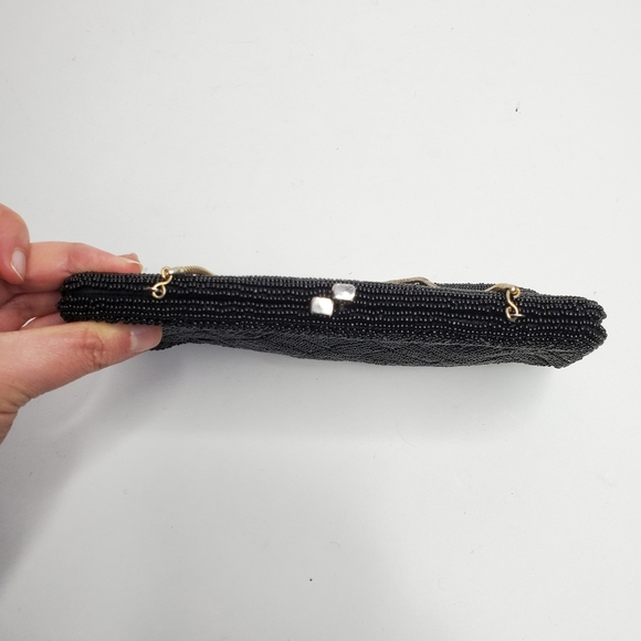 Vintage black beaded purse with snake chain strap - Picture 7 of 11